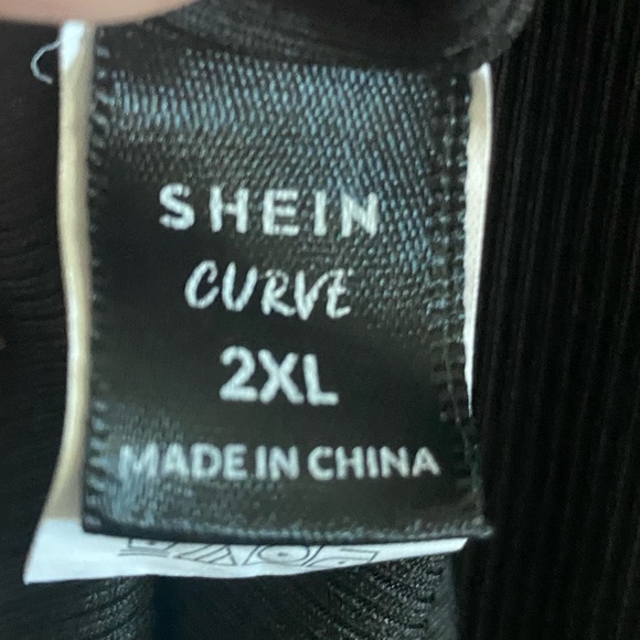 SHEIN Contrast Topstitching Mock Neck Rib-Knit-SZ 2XL-Black - Picture 6 of 10